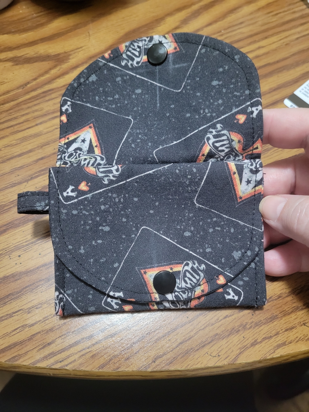 Black Patterned Card Wallet - Compact Phone Accessory - Picture 3 of 4